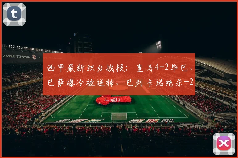 西甲最新积分战报：皇马4-2毕巴，巴萨爆冷被逆转，巴列卡诺绝杀